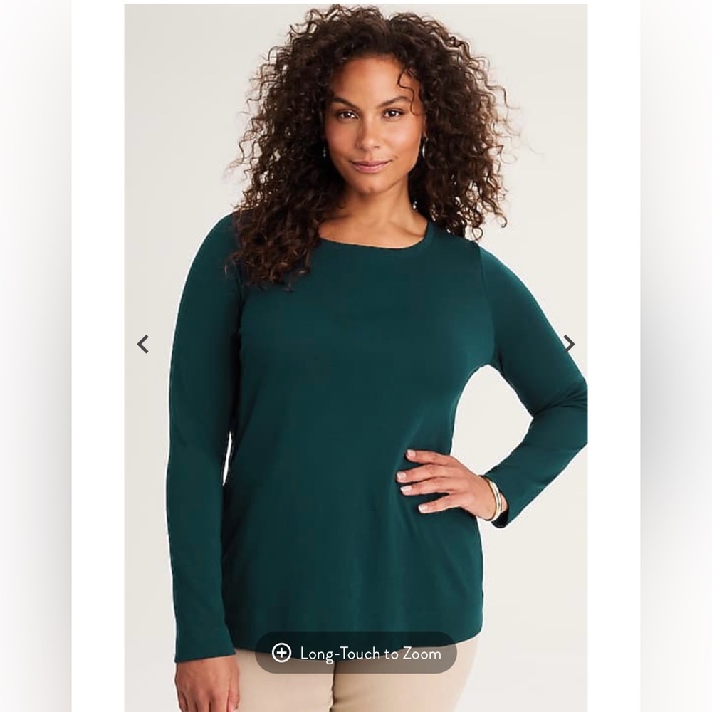 J Jill simply supima crew neck tunic green top - Size L - NWT